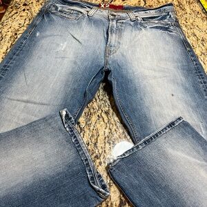 Men's Blue Jeans x2 quality denim distressed in good condition size 38x 30